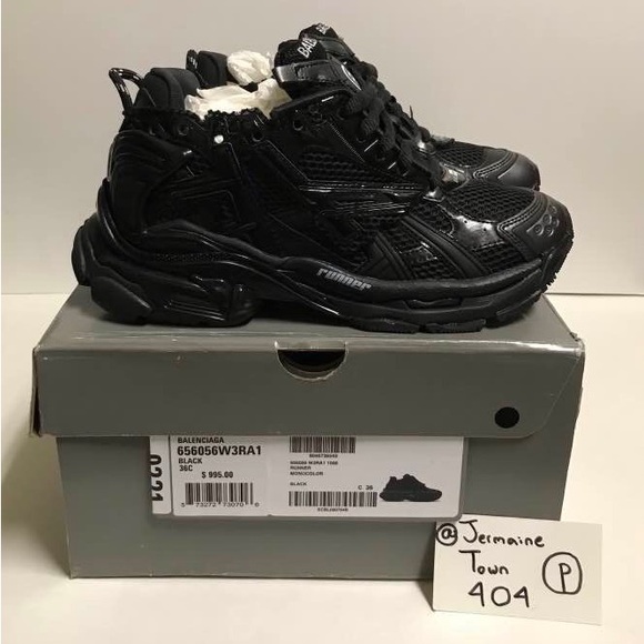 Balenciaga Runners Track Sneakers Trainer Women Size 6 Runners Black - Picture 1 of 12